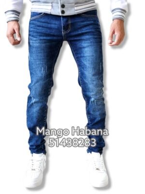 Jeans Azul con marcas verticales