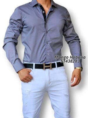 CONJUNTO CAMISA NEGRA PANTALON BEIGE - ShoppingHavana