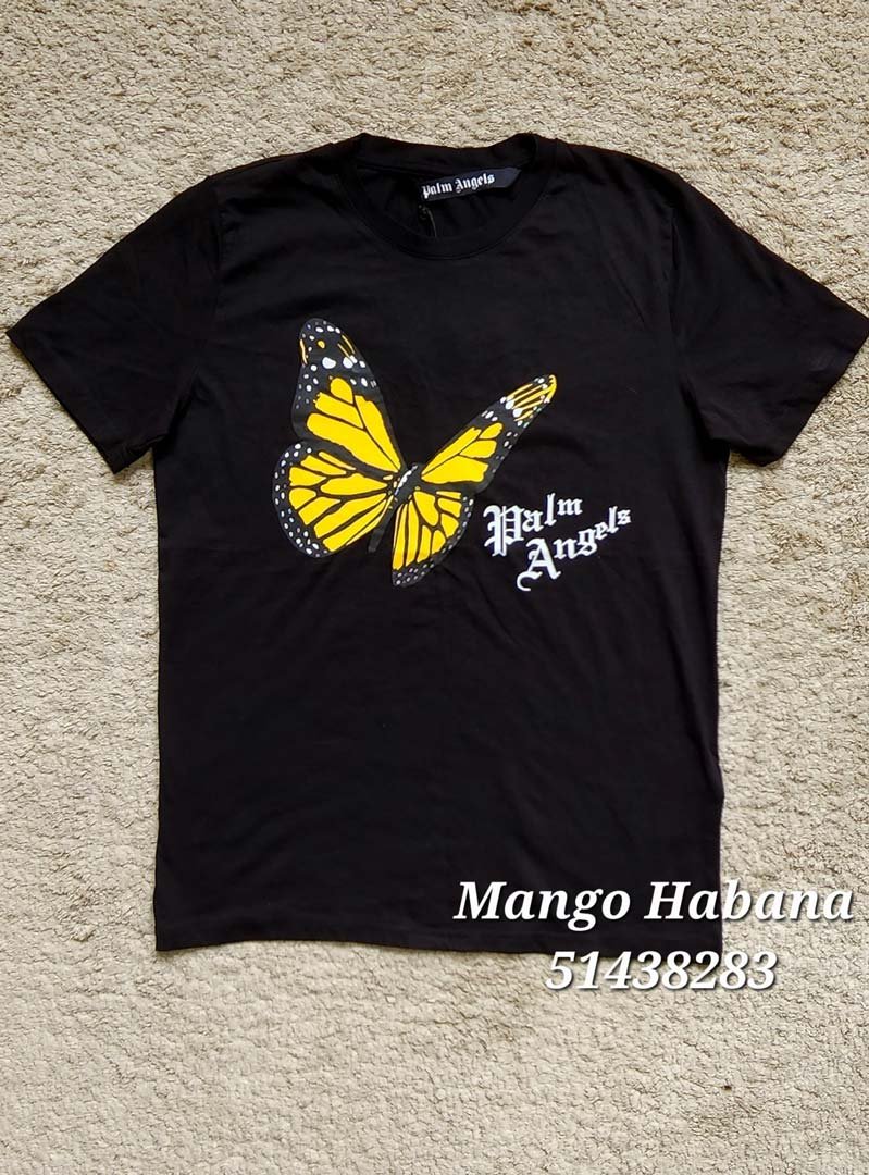 Pullover Negro Mariposa Naranja y Letras Blancas