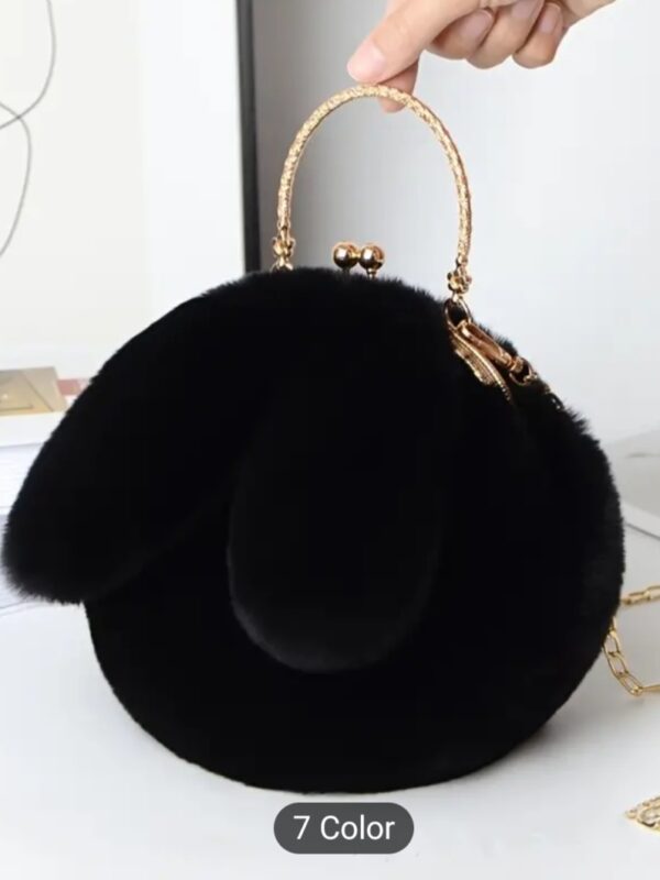 BOLSO DE MANO NEGRO TERCIOPELO DE CONEJO BMNTC.