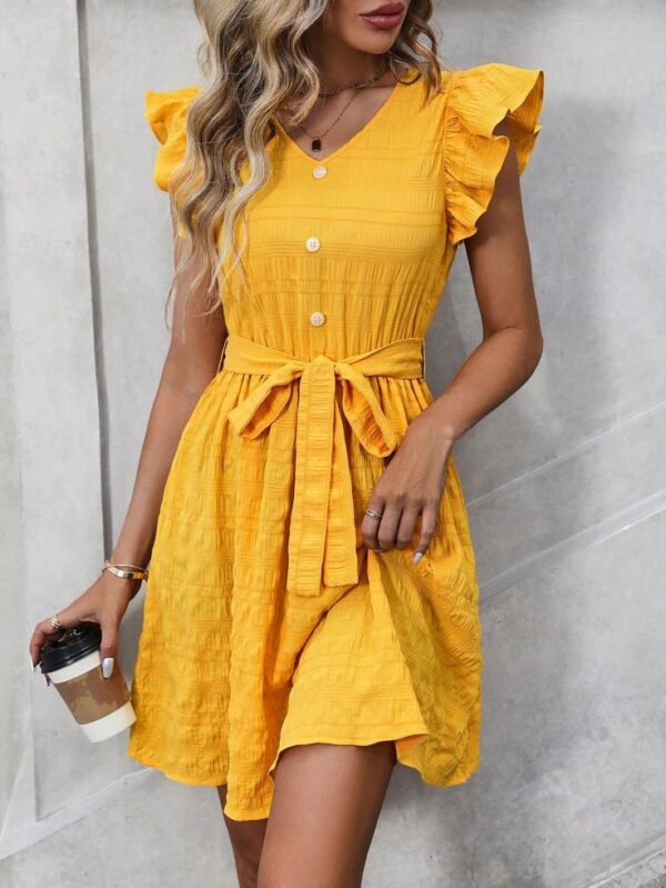 VESTIDO AMARILLO CON BOTONES Y TIRA AVVA3
