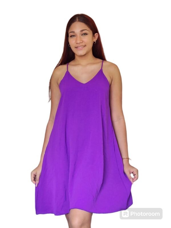 VESTIDO MORADO SENCILLO CORTO VMRCT48