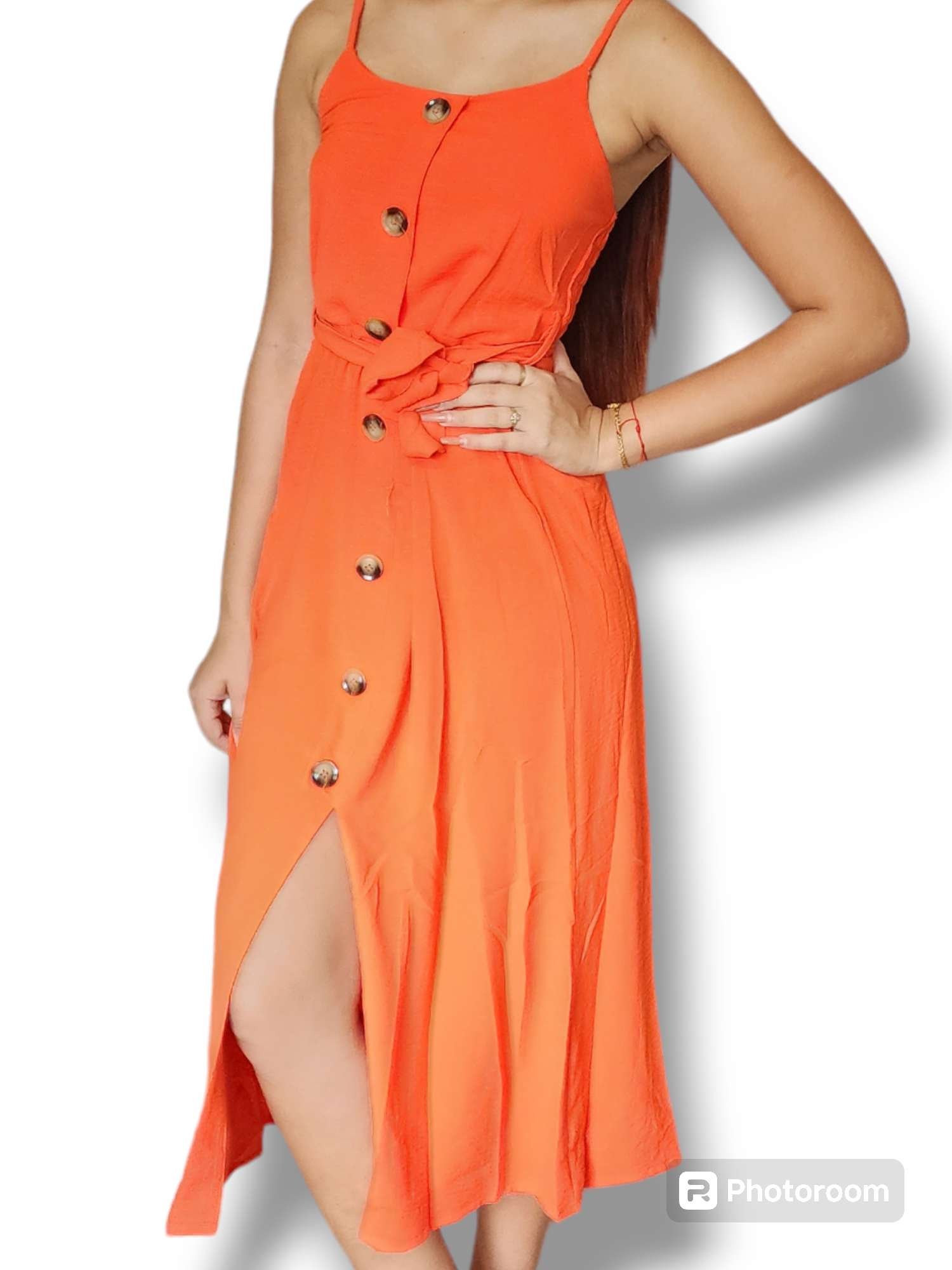 VESTIDO NARANJA LARGO VNJB45