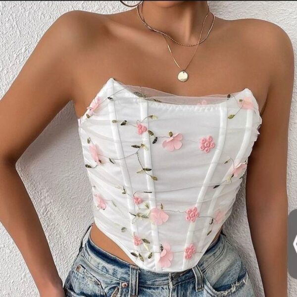 CORSET BLANCO CON FLORES ACSBF