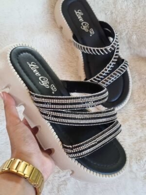 SANDALIAS NEGRAS Y BEIGE ASANBO