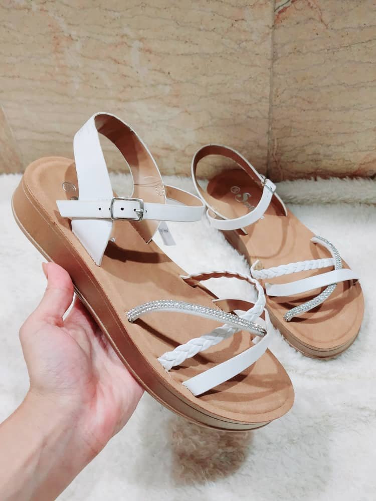 Sandalias altas blancas de 3 tiras ASAB3T