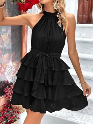 VESTIDO NEGRO DE CUELLO VDNRV