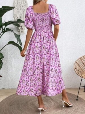 VESTIDO ROSADO ESTAMPADO DE FLORES AVREF