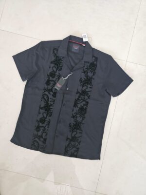 CAMISA GRIS BORDADA LUGO CMS32