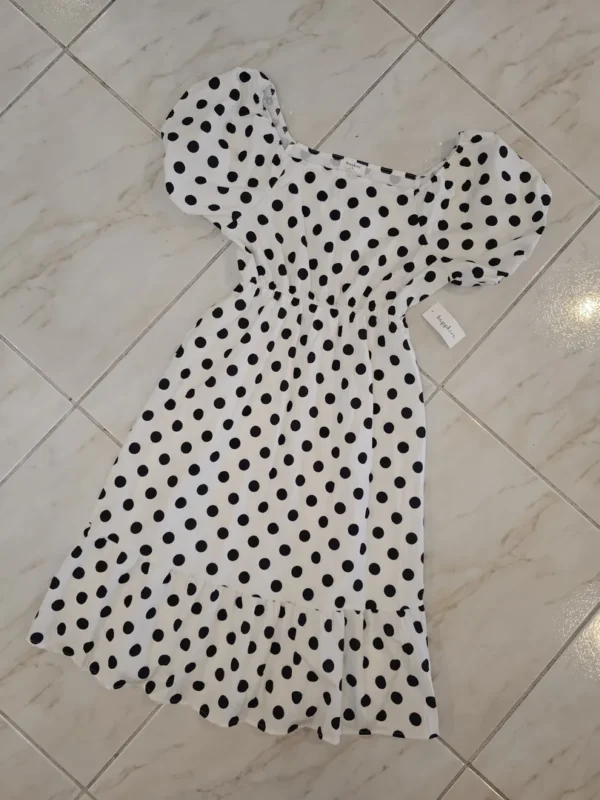 VESTIDO BLANCO DE PUNTOS VTD126