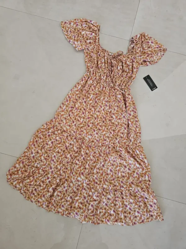 VESTIDO DE FLORES NARANJAS VTD135