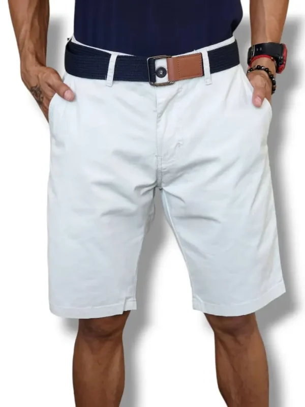 BERMUDA DE TELA BEIGE CON CINTO BMCBG