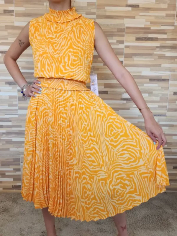 VESTIDO AMARILLA LÍNEAS BLANCAS VDO16 (1)