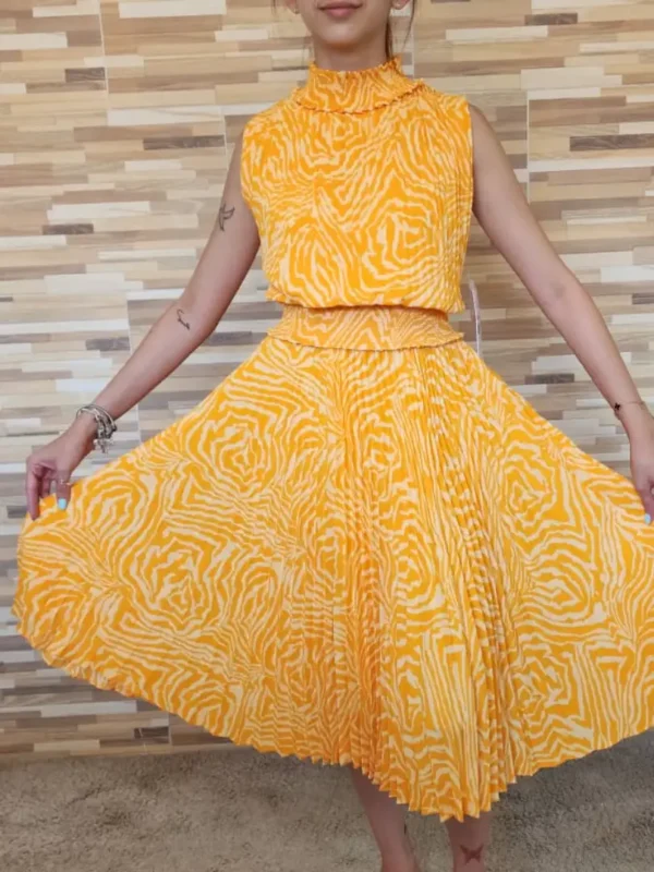 VESTIDO AMARILLA LÍNEAS BLANCAS VDO16 (2)