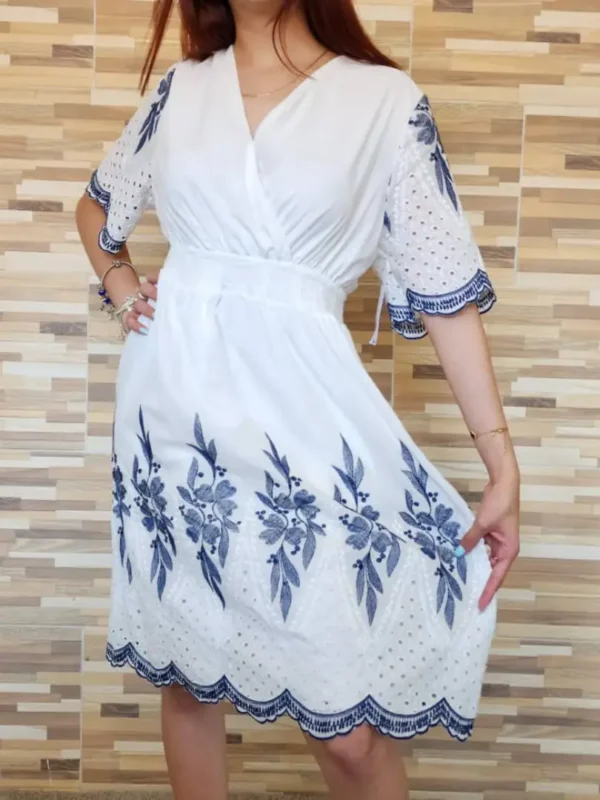 VESTIDO BLANCO ESTAMPADO AZUL VDO24 (1)