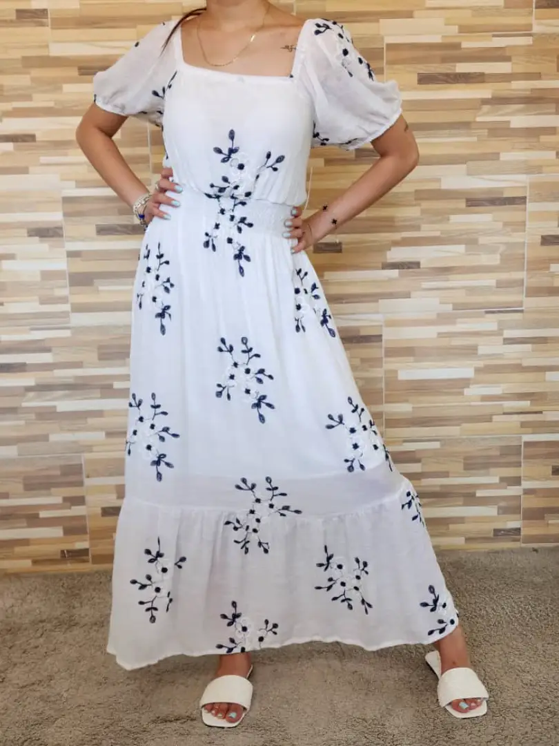 VESTIDO BLANCO ESTAMPADO FLORES VDO23