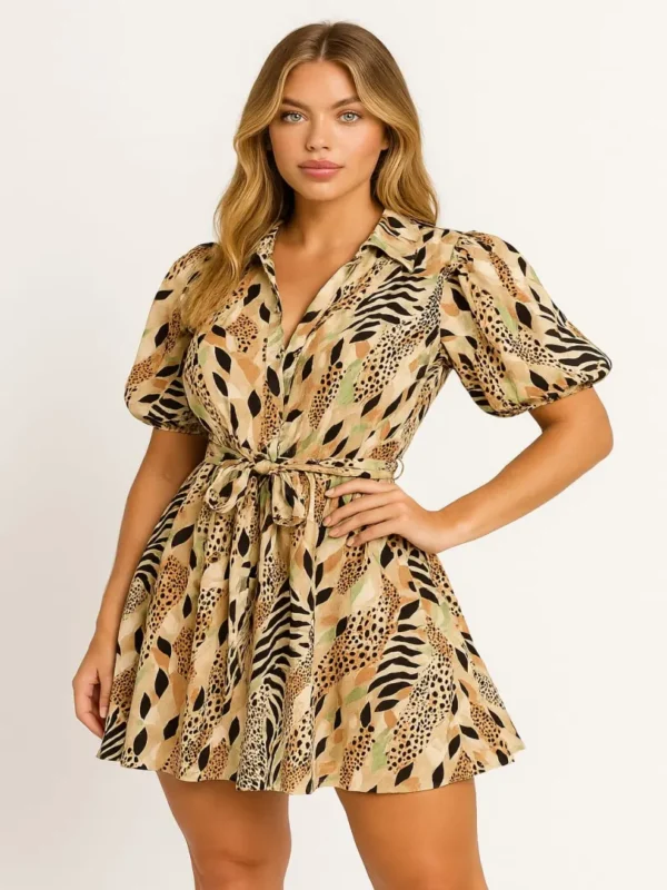 VESTIDO CAMISERO ANIMAL PRINT VTD43