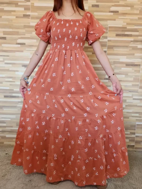 VESTIDO NARANJA ESTAMPADO BLANCO VDO9 (1)