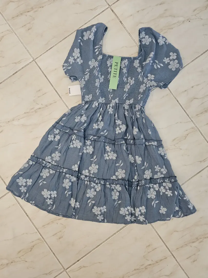 VESTIDO AZUL CON FLORES VTD188