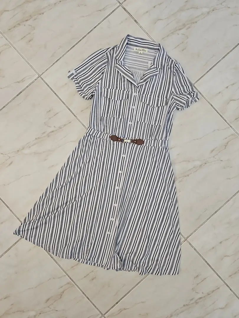 VESTIDO BLANCO RAYAS NEGRAS VTD207