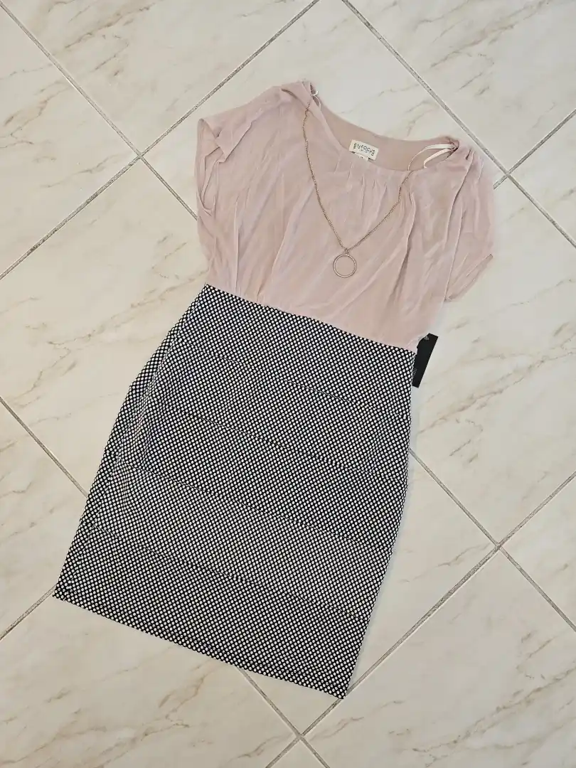 VESTIDO ROSA CON NEGRO VTD203
