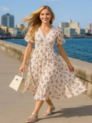 VESTIDO BLANCO CON FLORES VTD192