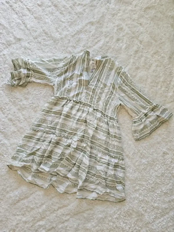 VESTIDO BLANCO RAYAS VERDES VTD281