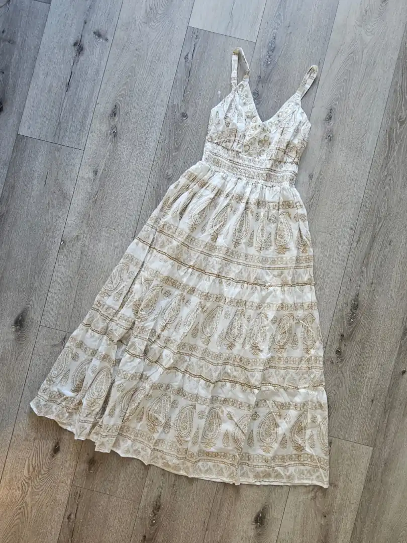 VESTIDO BALNCO ESTAMPADO BEIGE VTD326