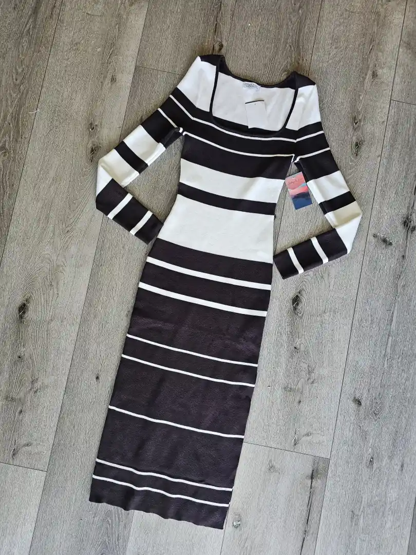 VESTIDO NEGRO BLANCO VTD376