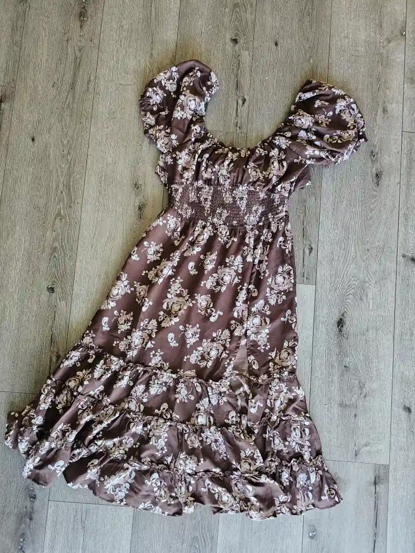 VESTIDO ROJO DE FLORES VTD386